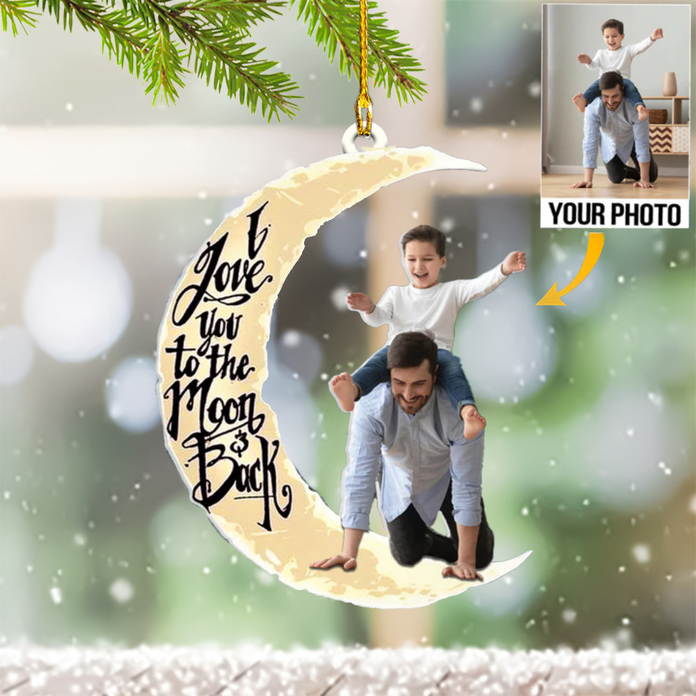 Personalized Photo Family Christmas Ornaments 2024 Xmas I Love You To The Moon And Back
