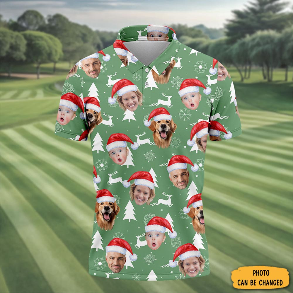 Personalized Photo Family Christmas Polo Shirt Christmas Apparel Xmas Gifts For Men