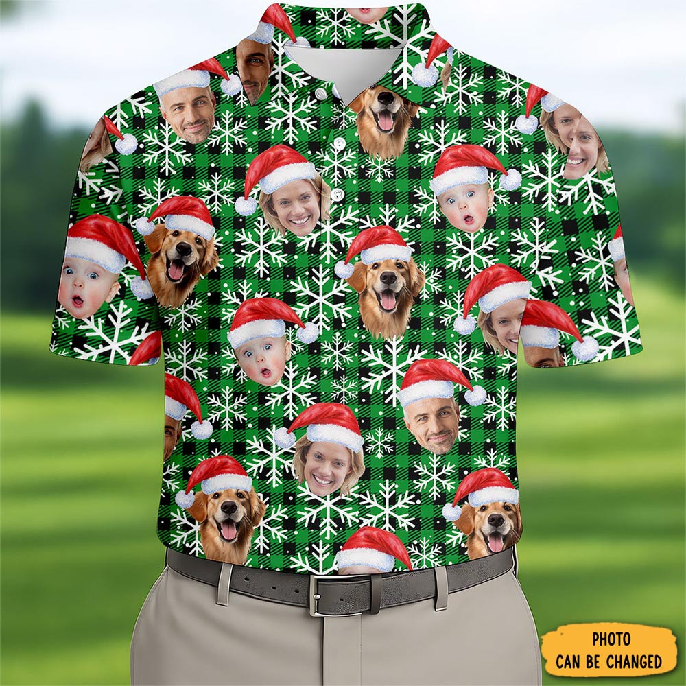 Personalized Photo Family Christmas Polo Shirt Christmas Clothes Xmas Gifts For Golf Players