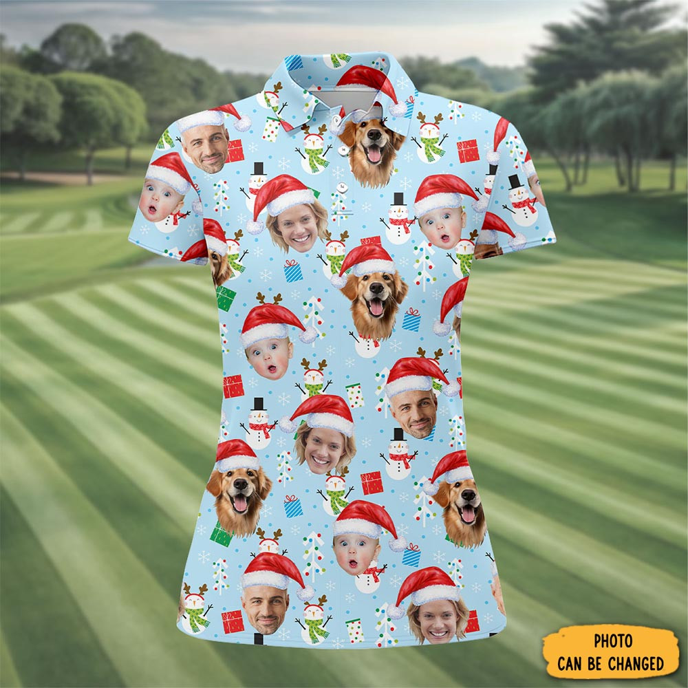 Personalized Photo Family Christmas Polo Shirt Golf Themed Shirt Christmas Gifts For Golfers
