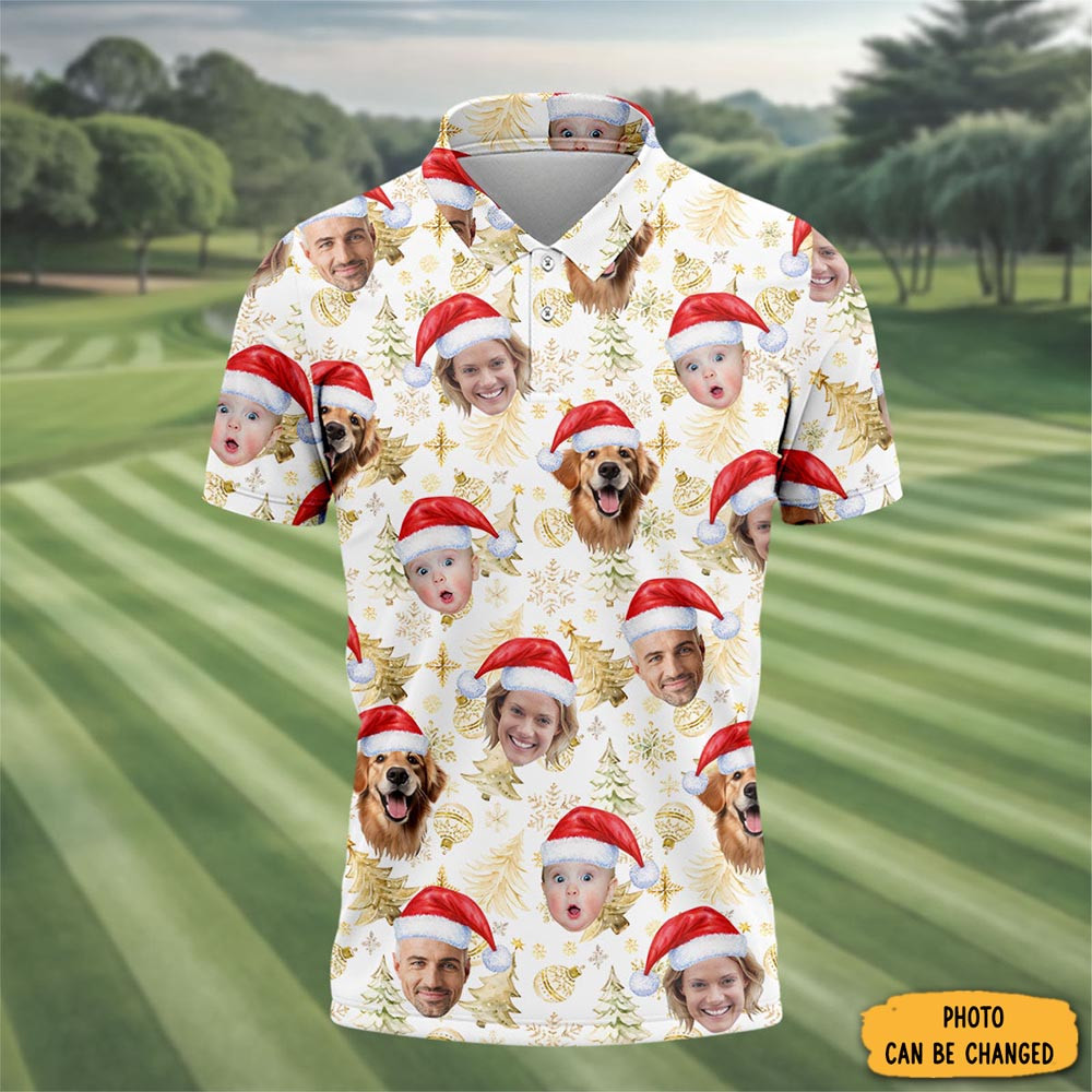 Personalized Photo Family Christmas Polo Shirt Golf Tops Personalized Golf Gifts For Dad