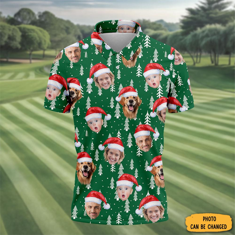 Personalized Photo Family Christmas Polo Shirt Golf Tops Sport Clothing Gifts For A Golfer Man