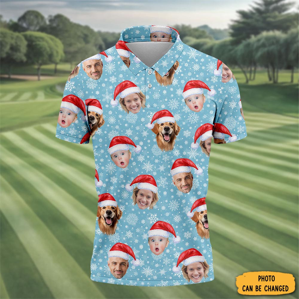 Personalized Photo Family Christmas Polo Shirt Xmas Apparel Christmas Gifts For Golf Enthusiasts