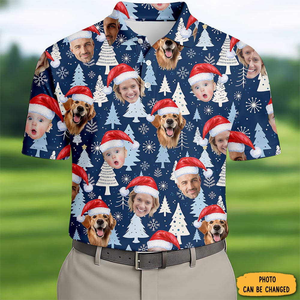 Personalized Photo Family Christmas Polo Shirt Xmas Wear Golf Christmas Gifts For Dad