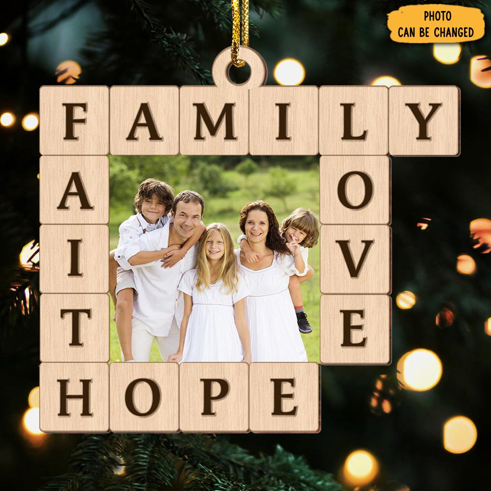 Personalized Photo Family Faith Love Hope Christmas Ornament Family Gift Ideas For Christmas