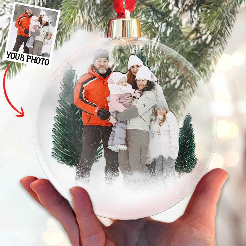 Personalized Photo Family Snow Globe Christmas Ornament Tree Decor Christmas Gifts For Family