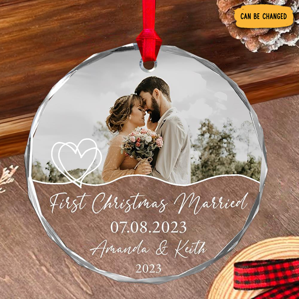 Personalized Photo First Christmas Married Christmas Ornament Tree Decor Husband Xmas Gifts
