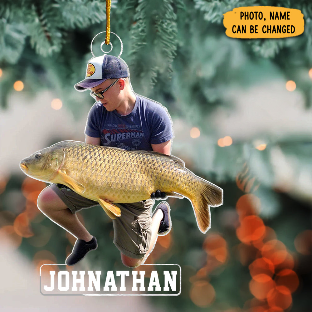 Personalized Photo Fish Catching Christmas Ornament Christmas Signs Fisherman Xmas Gifts