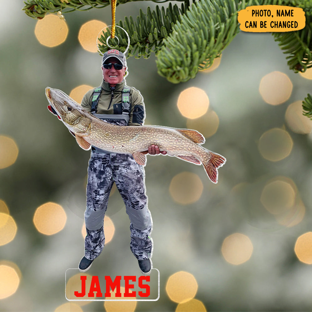 Personalized Photo Fisherman Christmas Ornament Home Decor Christmas Gifts Fishing Lovers