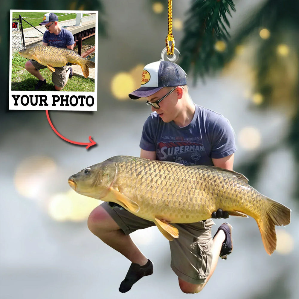 Personalized Photo Fisherman Christmas Ornament Picture Christmas Ornaments Fisherman Xmas Gift