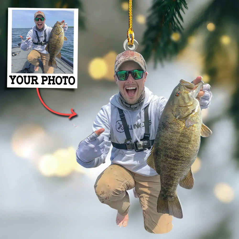 Personalized Photo Fishing Christmas Ornament Unique Christmas Ornaments Fisherman Xmas Gifts