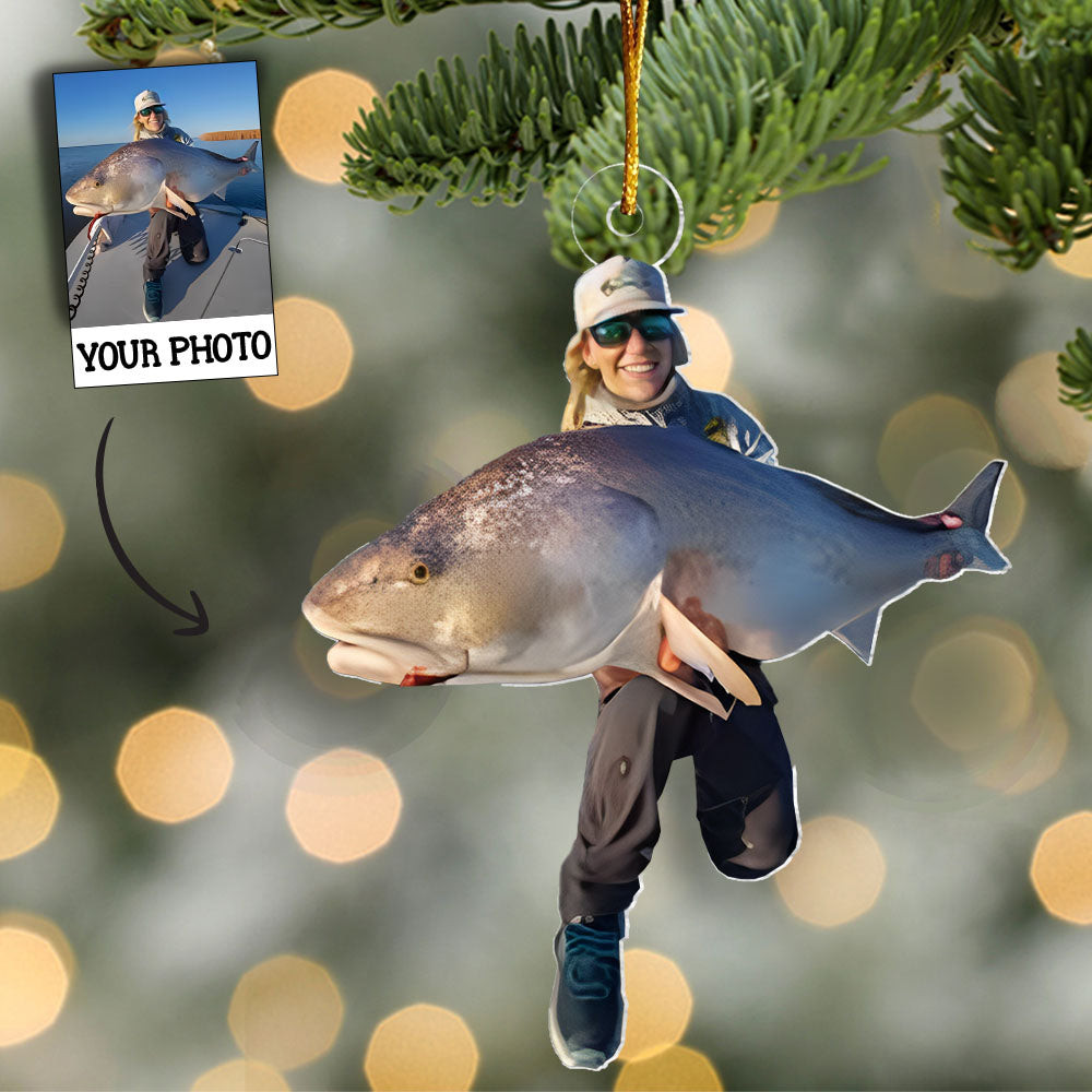 Personalized Photo Fishing Christmas Ornament Xmas Decor Fisherman Christmas Presents