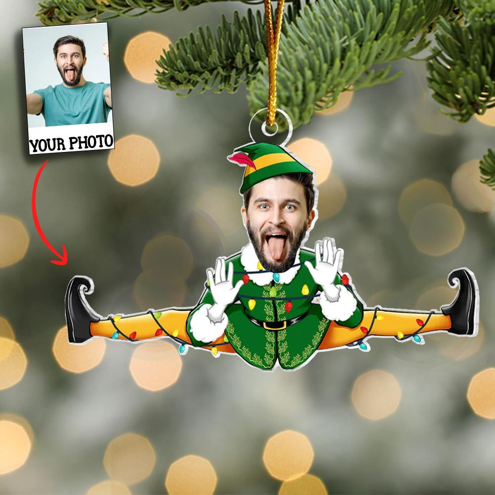 Personalized Photo Funny Elf Face Christmas Ornament Xmas Decor Secret Santa Gifts