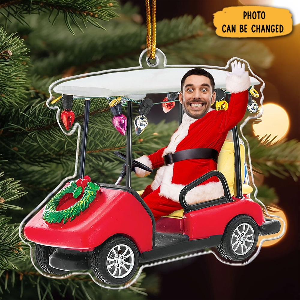 Personalized Photo Funny Face Christmas Ornament Golf Cart Design Christmas Gifts For Him