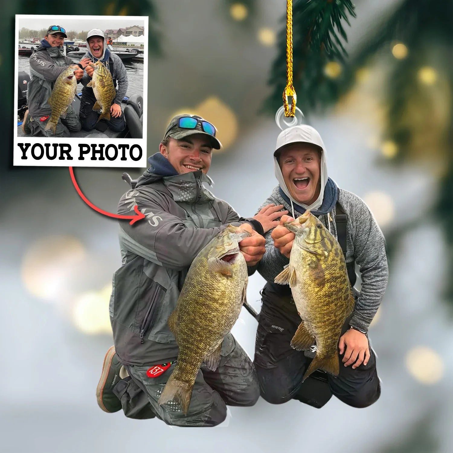 Personalized Photo Go Fishing Christmas Ornament Xmas Decor Christmas Gifts For Fisherman