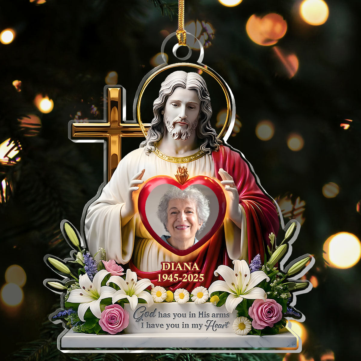 Personalized Photo Gods Has You In His Arms Christmas Ornament Memorial Ornaments With Picture