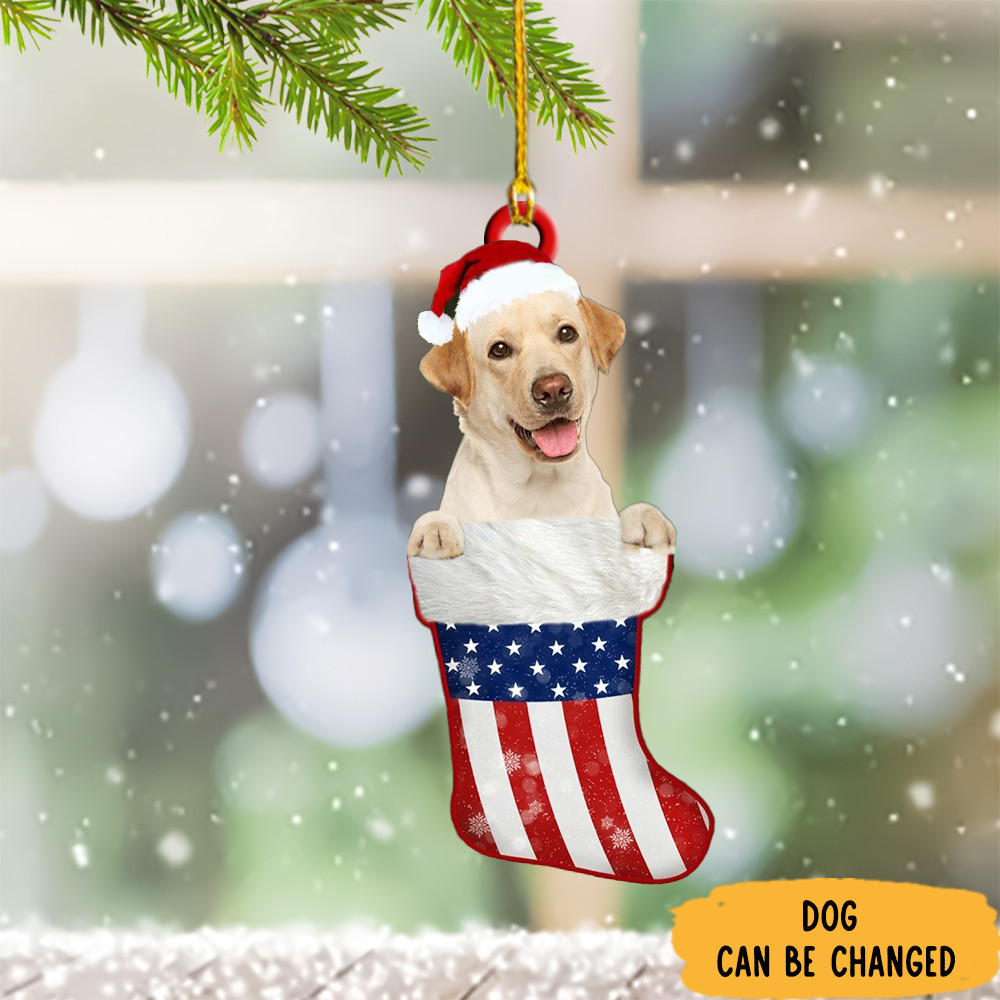 Personalized Photo Golden Retriever Ornament Dog In Socks Dog Christmas Ornaments 2024