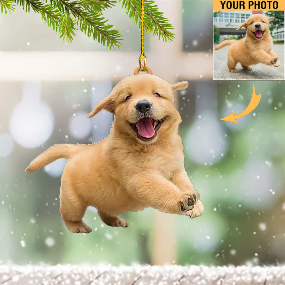 Personalized Photo Golden Retriever Puppy Ornament Picture Puppys First Christmas Ornament