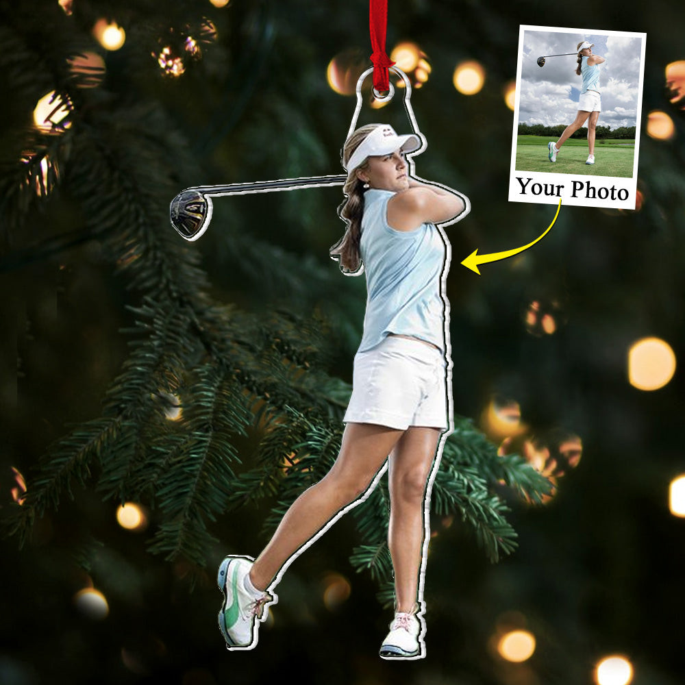 Personalized Photo Golf Play Christmas Ornament Holiday Home Decor Golfer Xmas Gifts