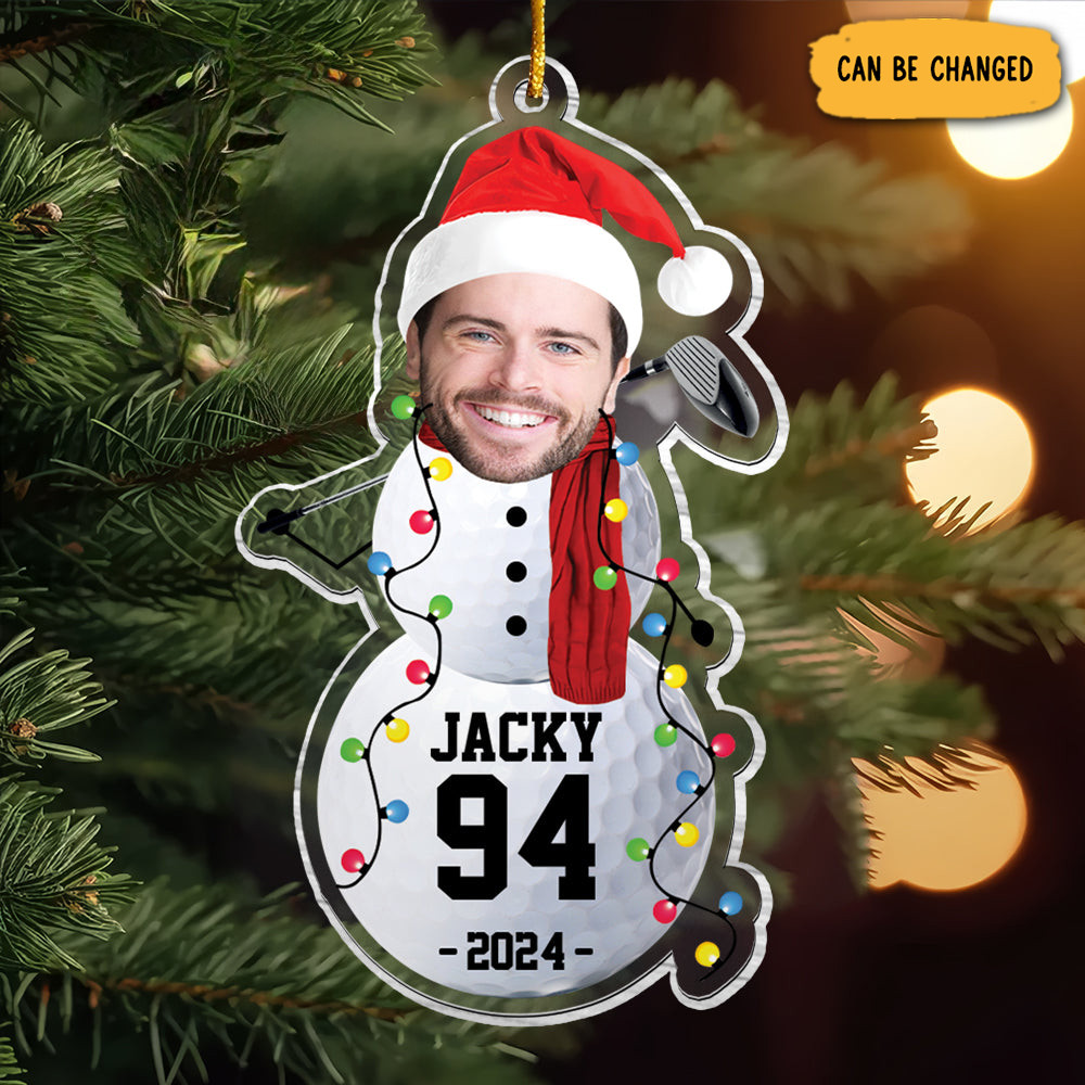 Personalized Photo Golf Snowman Christmas Ornament Christmas Decor Golfer Xmas Gifts