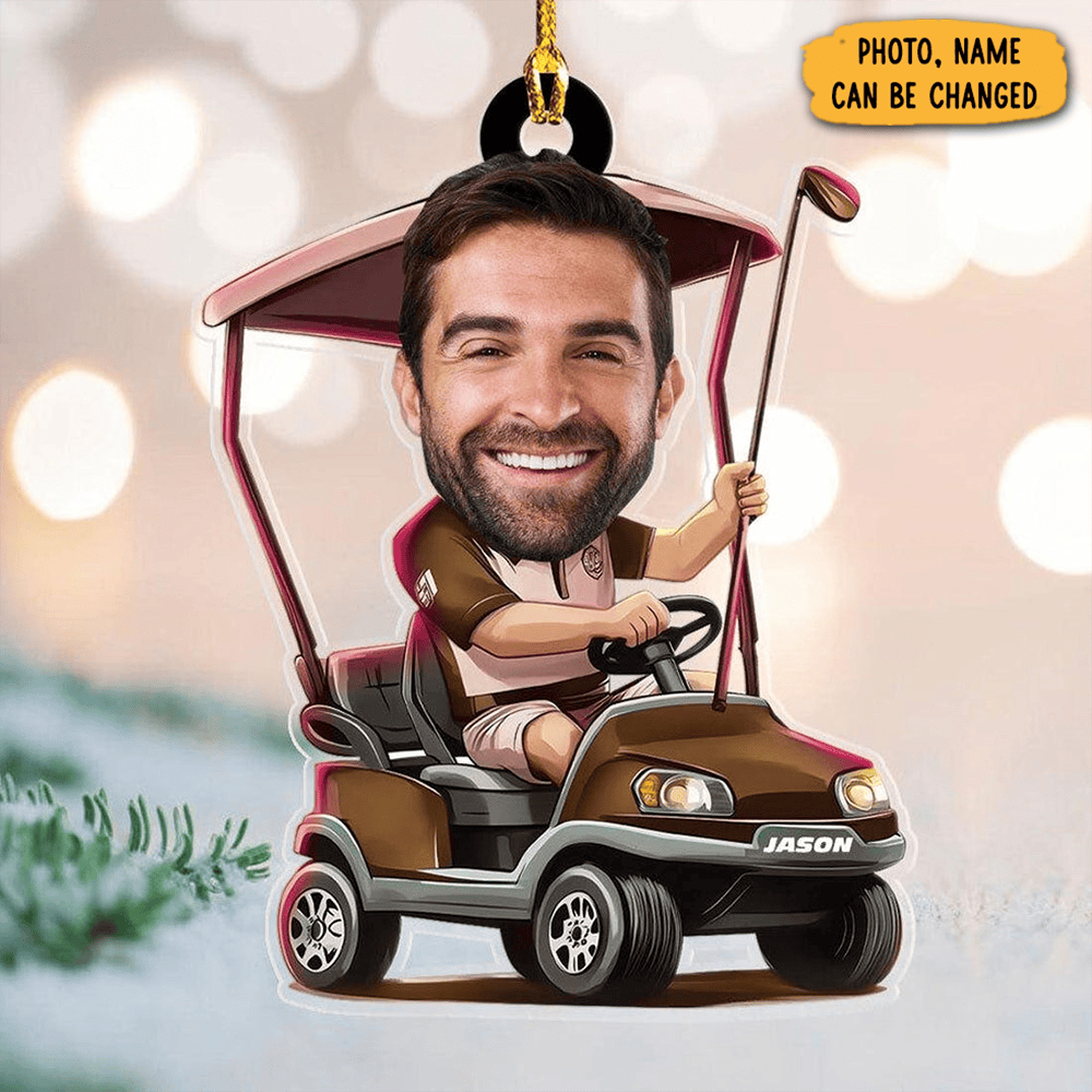 Personalized Photo Golfer Face Christmas Ornament Winter Decor Funny Christmas Gifts