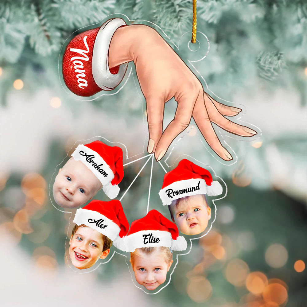 Personalized Photo Grandma Hand Grandkids Christmas Ornament Home Decor Keepsake Xmas Gifts