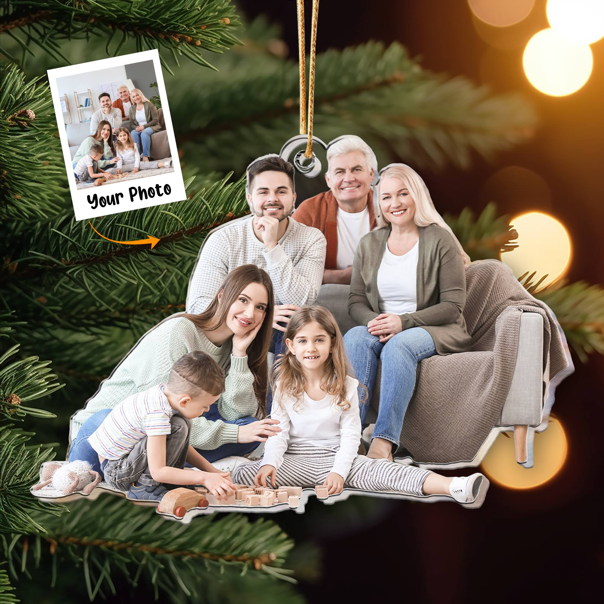 Personalized Photo Happy Family Christmas Ornament Holiday Home Decor Grandparents Xmas Gifts