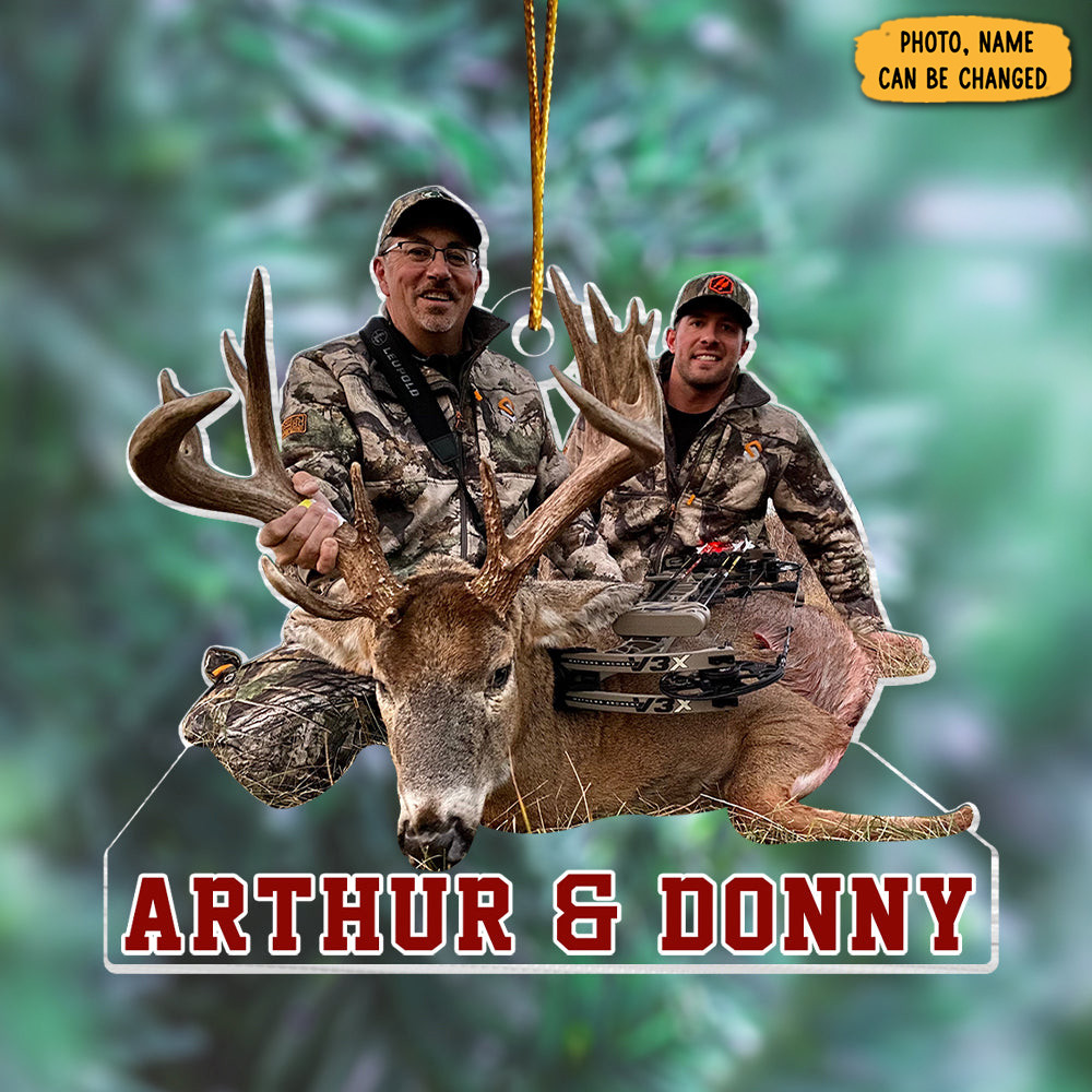 Personalized Photo Happy Hunting Moment Christmas Ornament Xmas Decor Hunter Christmas Gifts