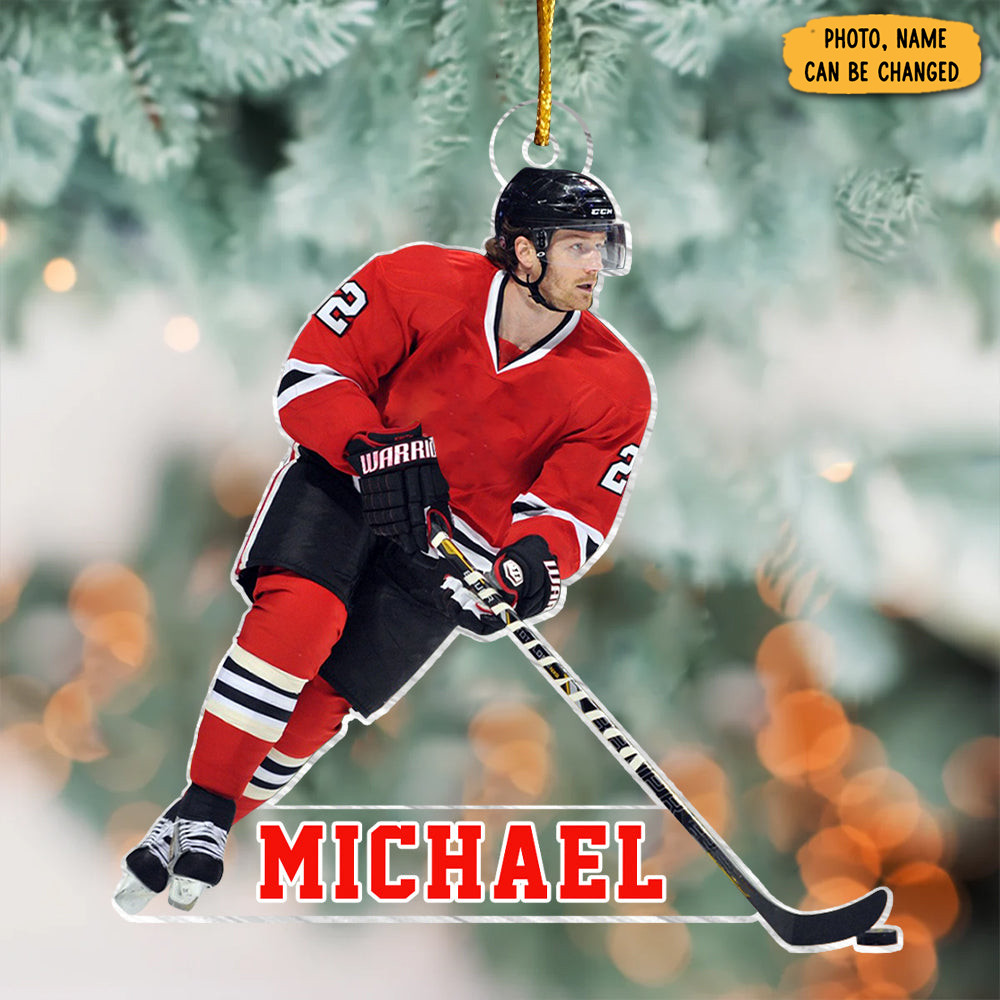 Personalized Photo Hockey Player Christmas Ornament Xmas Decor Christmas Gift Ideas