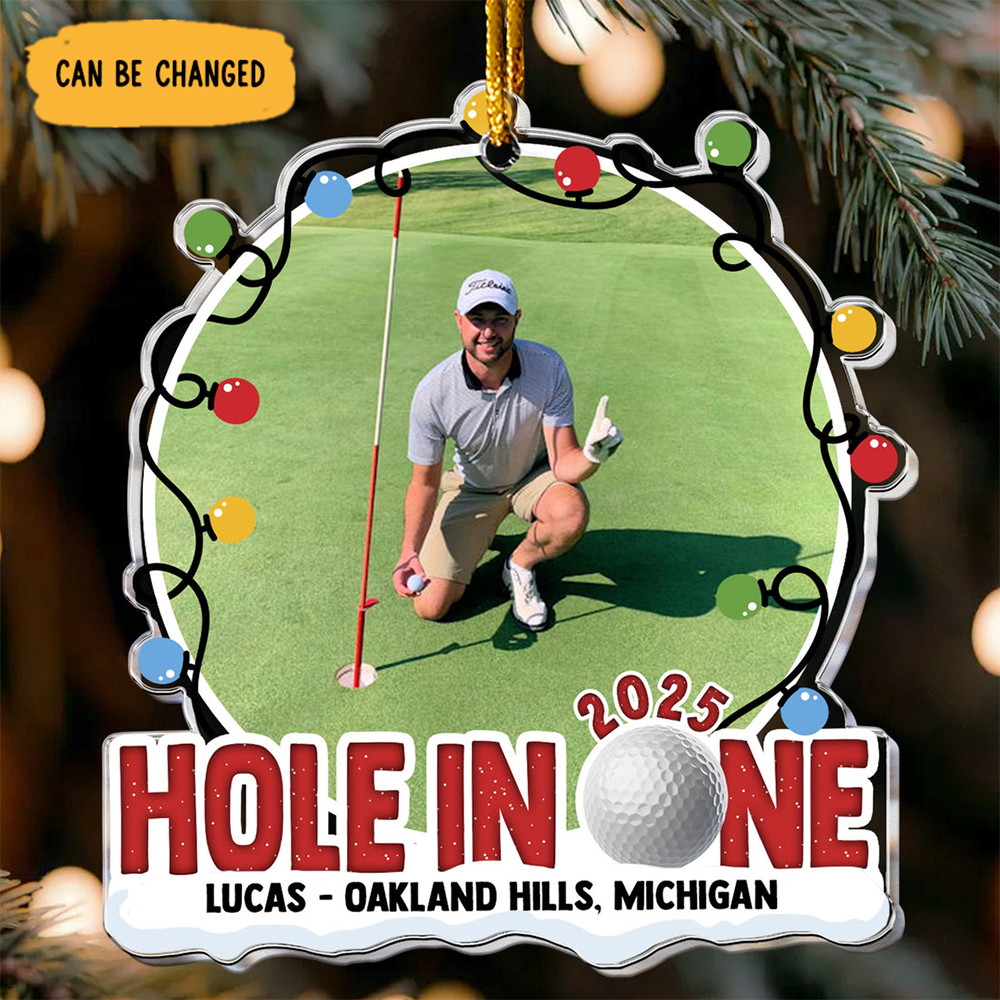 Personalized Photo Hole In One Christmas Ornament Home Decor Xmas Gifts For Husband