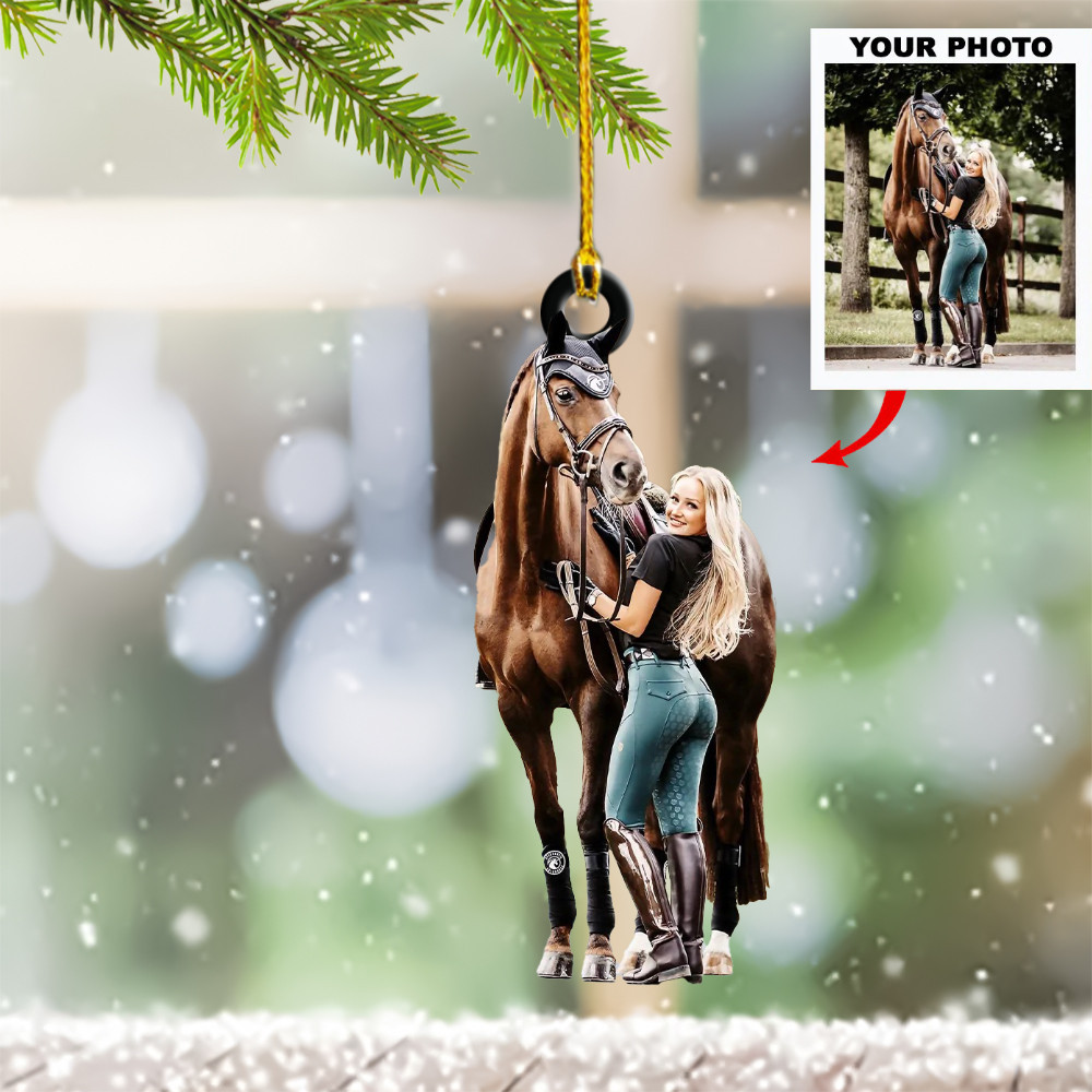 Personalized Photo Horse Rider Ornament Horseback Riding Christmas Ornament Gift