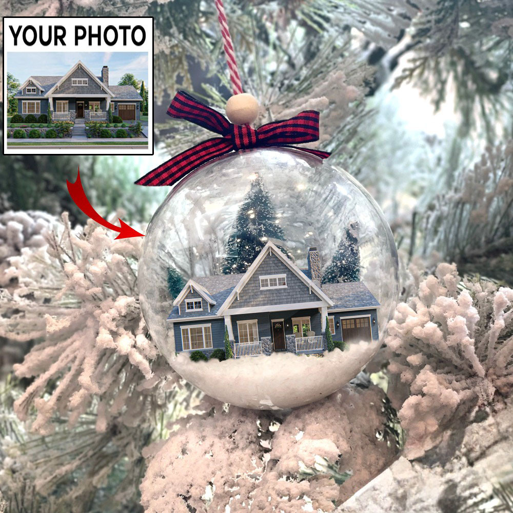 Personalized Photo House Snowball Ornament First Home Ornament Xmas Tree Decor
