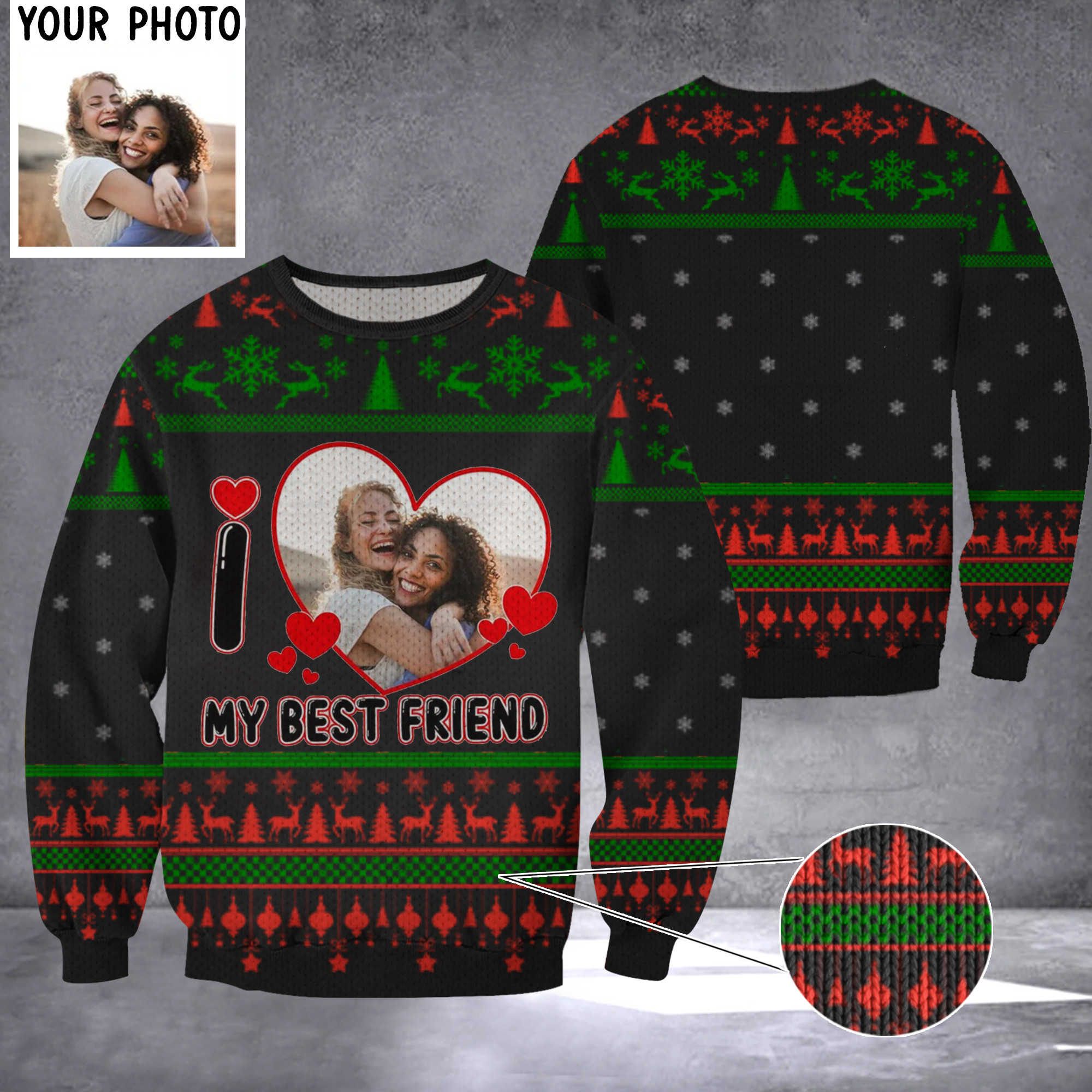 Personalized Photo I Hear My Best Friend Sweater Picture Ugly Christmas Sweater Gift