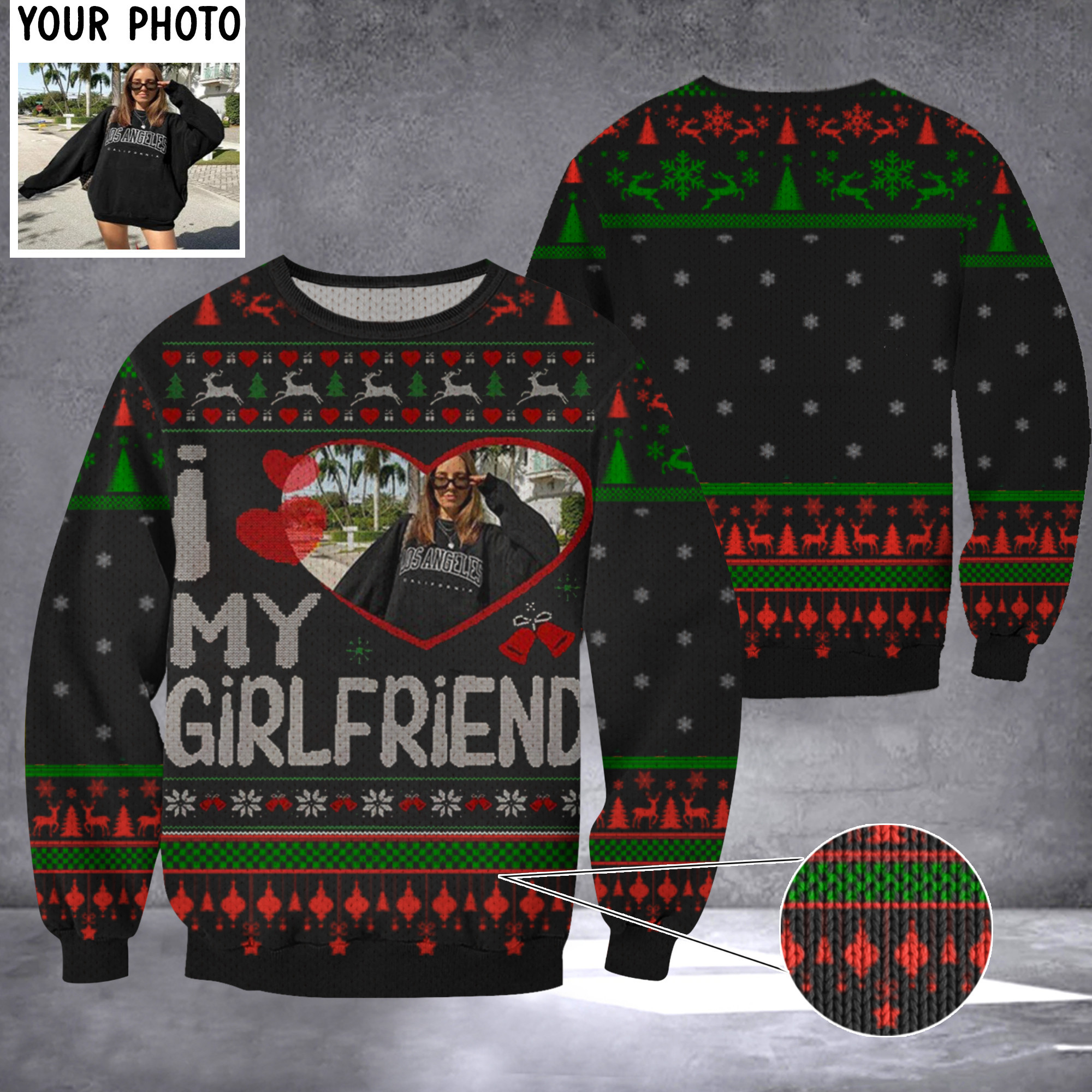 Personalized Photo I Hear My Girlfriend Ugly Christmas Sweater Valentine Gifts For Couples