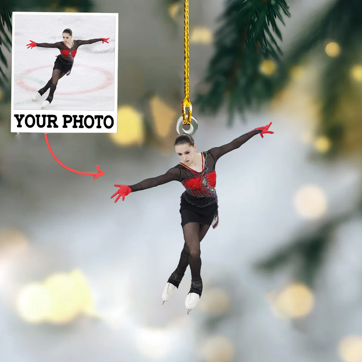 Personalized Photo Ice Skate Christmas Ornament Ice Skating Ornament Xmas Tree Hanging