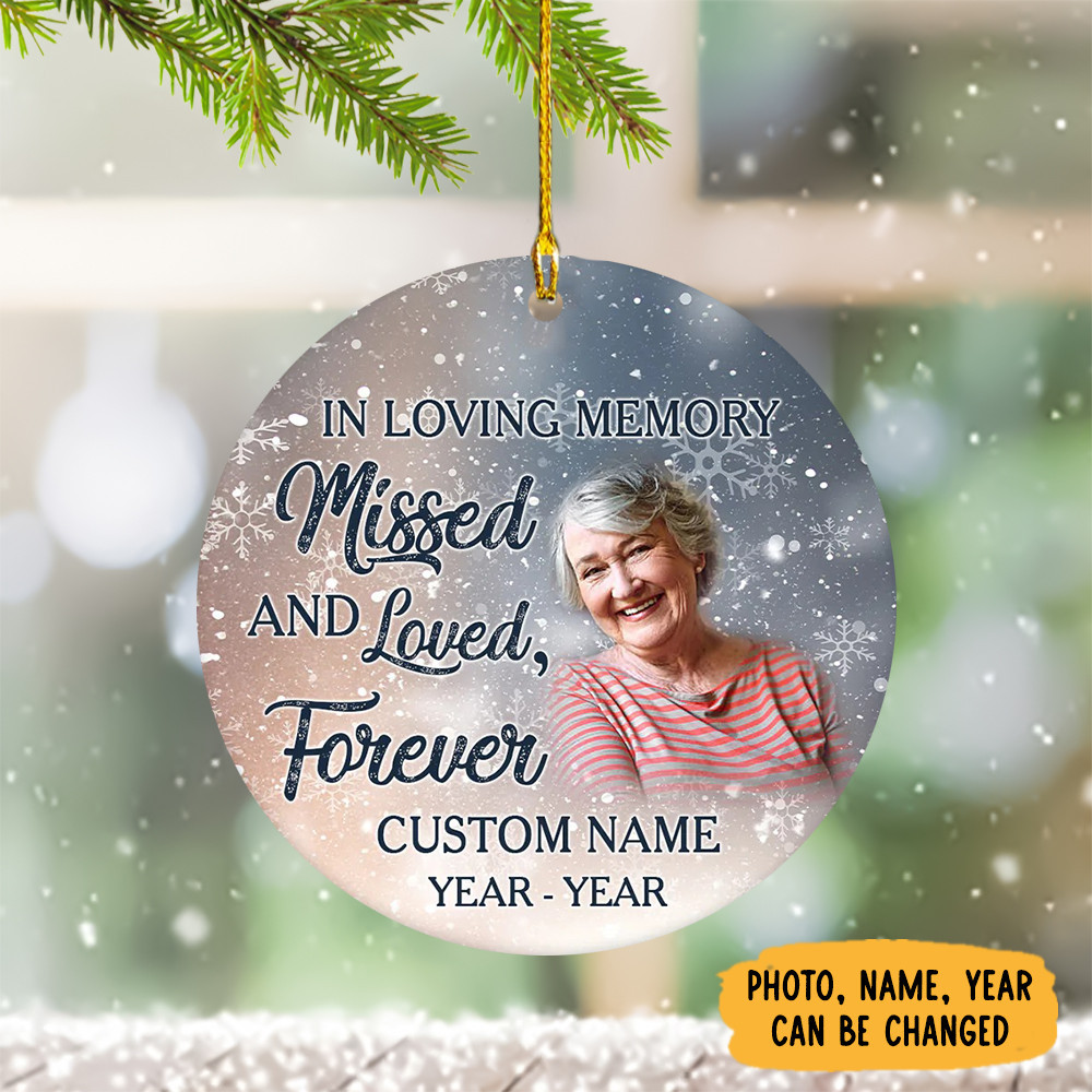 Personalized Photo Memorial Christmas Ornament In Loving Memory Missed And Loved Forever