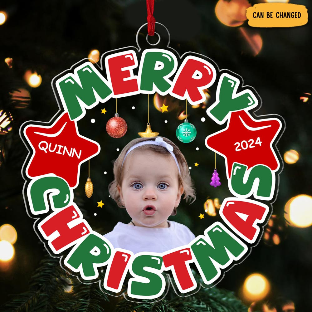 Personalized Photo Merry Christmas Baby Christmas Ornament Funny Xmas Gifts For Mom