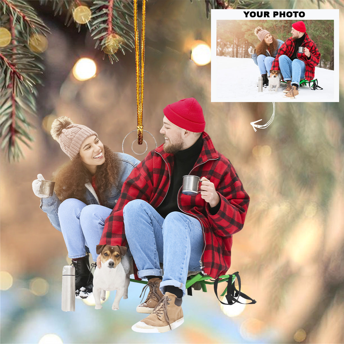 Personalized Photo Mica Ornament Christmas Anniversary Gift For Couple Husband And Wife