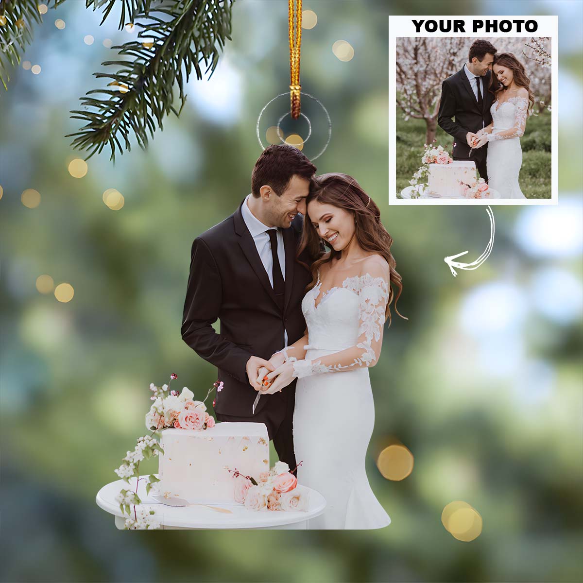Personalized Photo Mica Ornament Christmas Anniversary Gift For Couple Wedding Couple