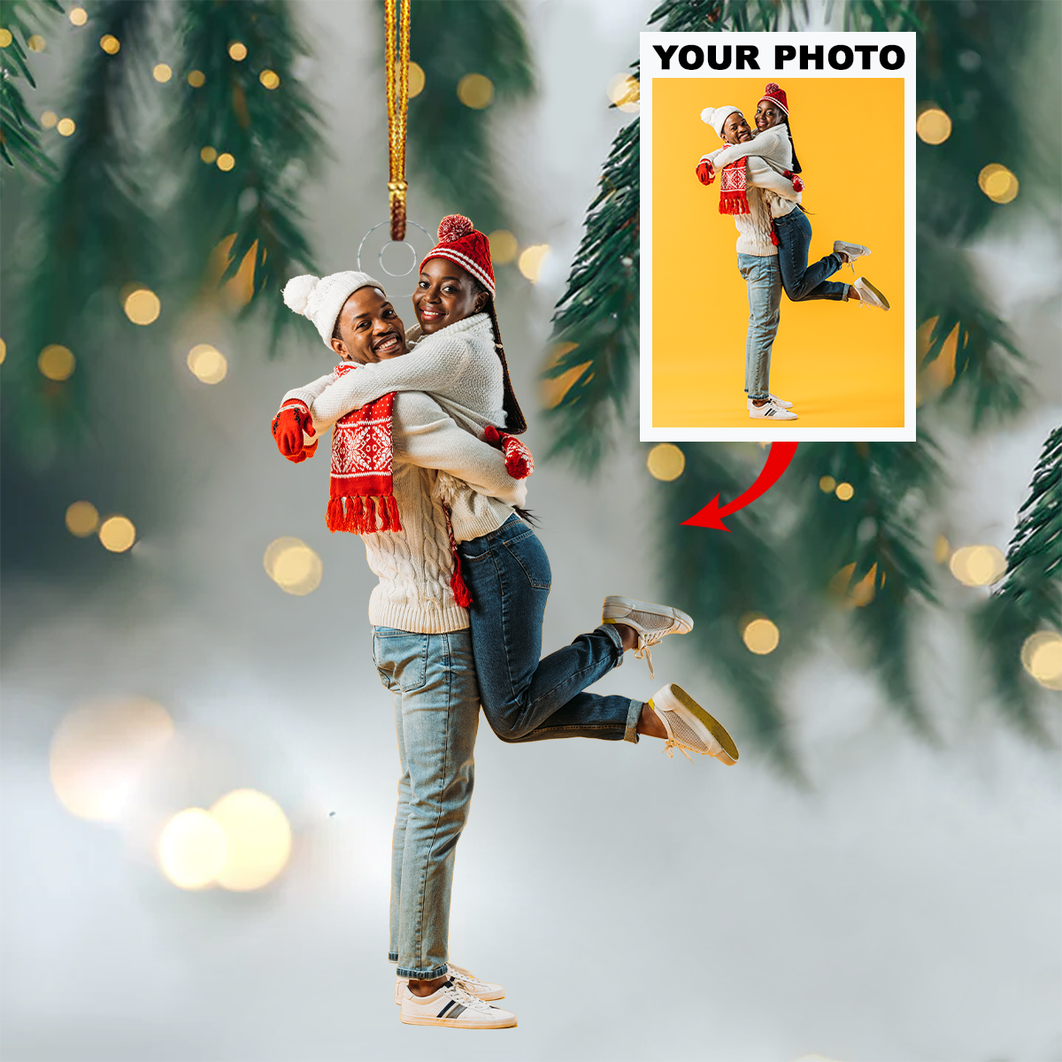 Personalized Photo Mica Ornament Christmas Birthday Gift For Couple Lovers Wife Husband