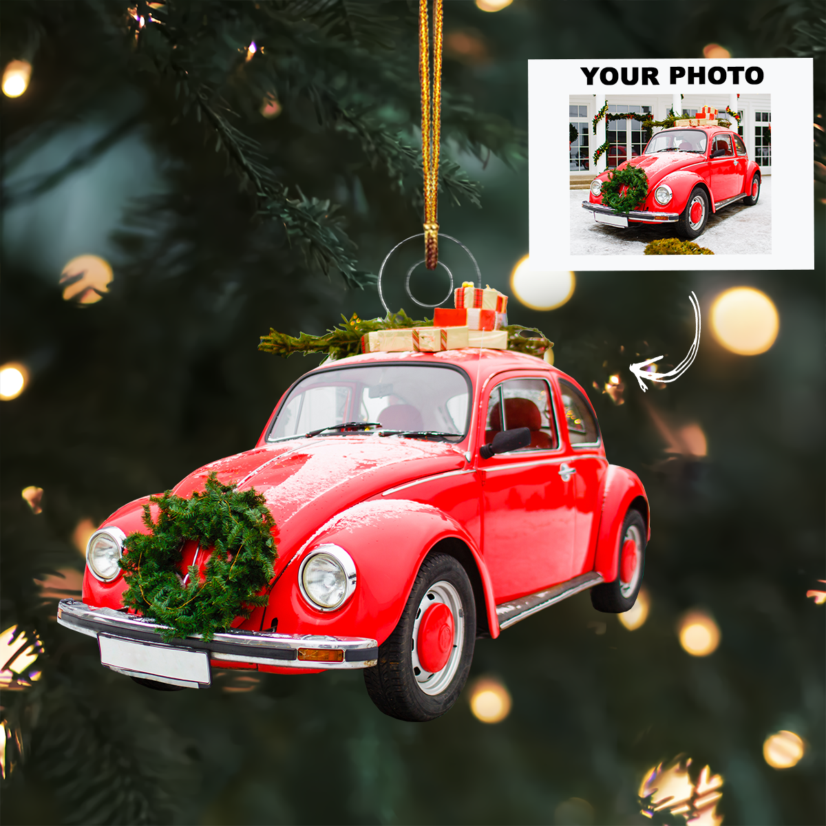 Personalized Photo Mica Ornament Christmas Birthday Gift For Family Member Car Lover