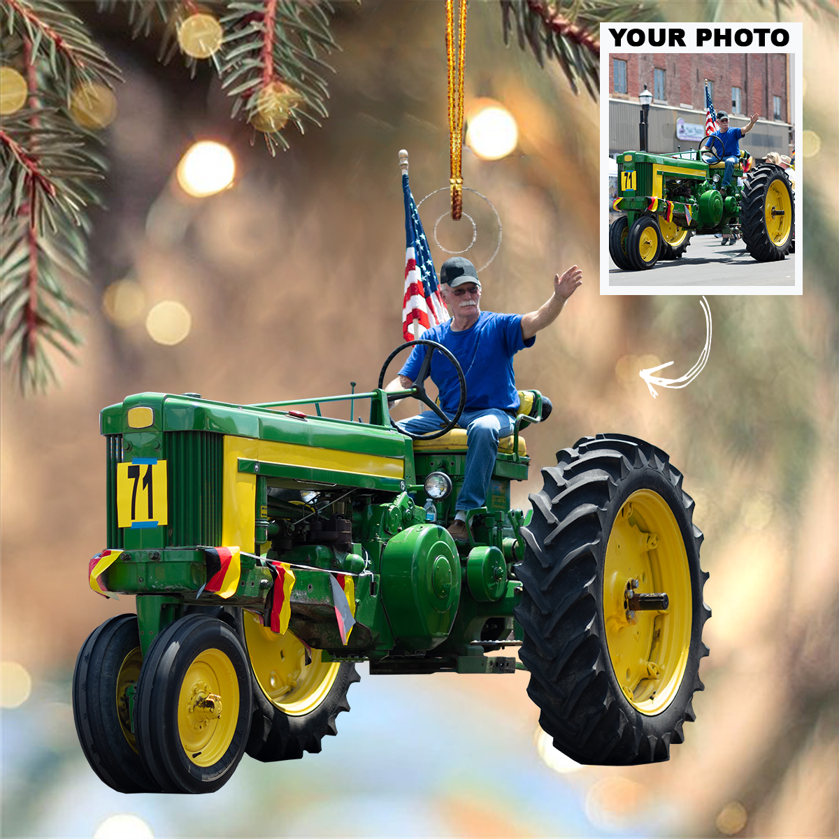 Personalized Photo Mica Ornament Christmas Birthday Gift For Family Member Farmer Cust