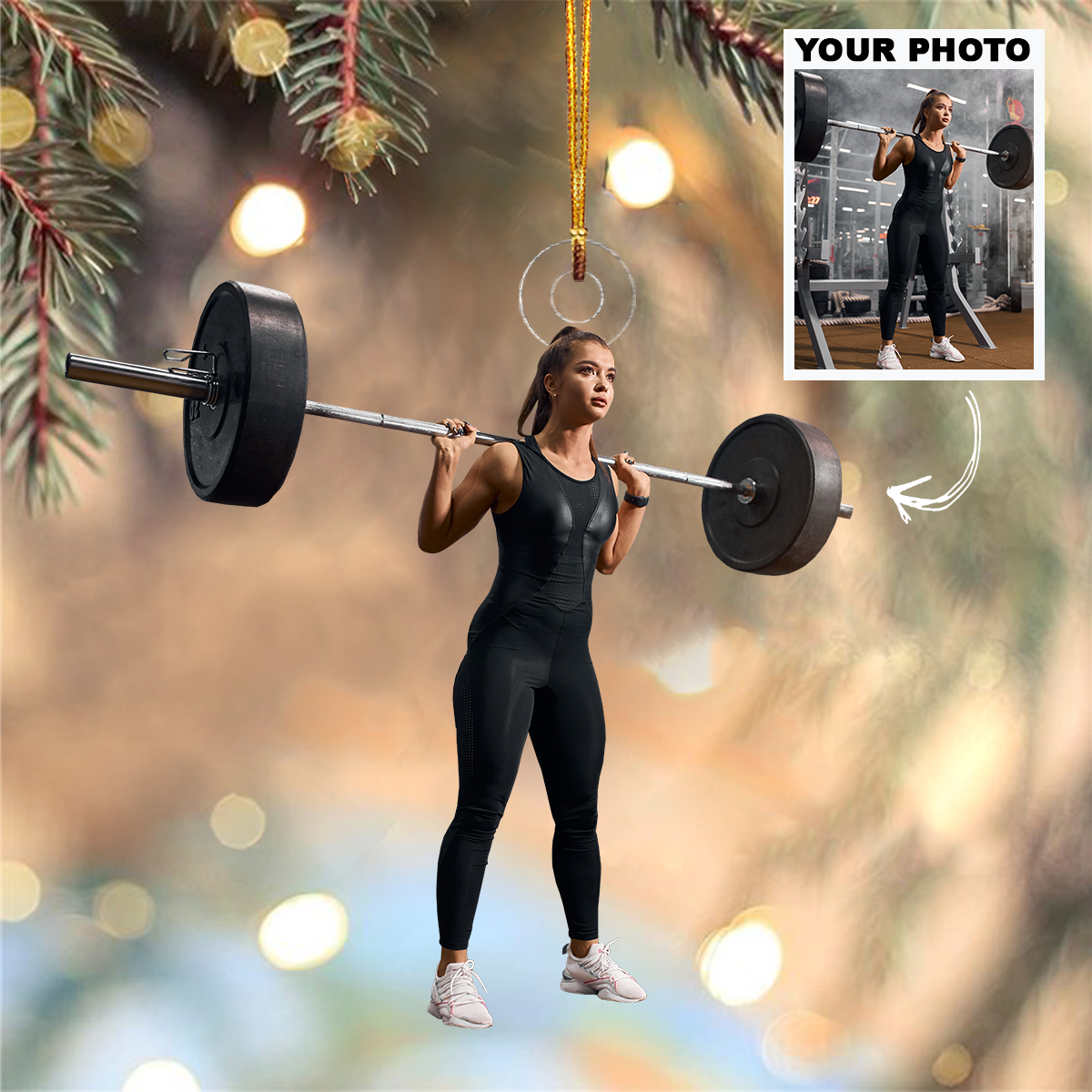Personalized Photo Mica Ornament Christmas Birthday Gift For Family Member Gym Lover