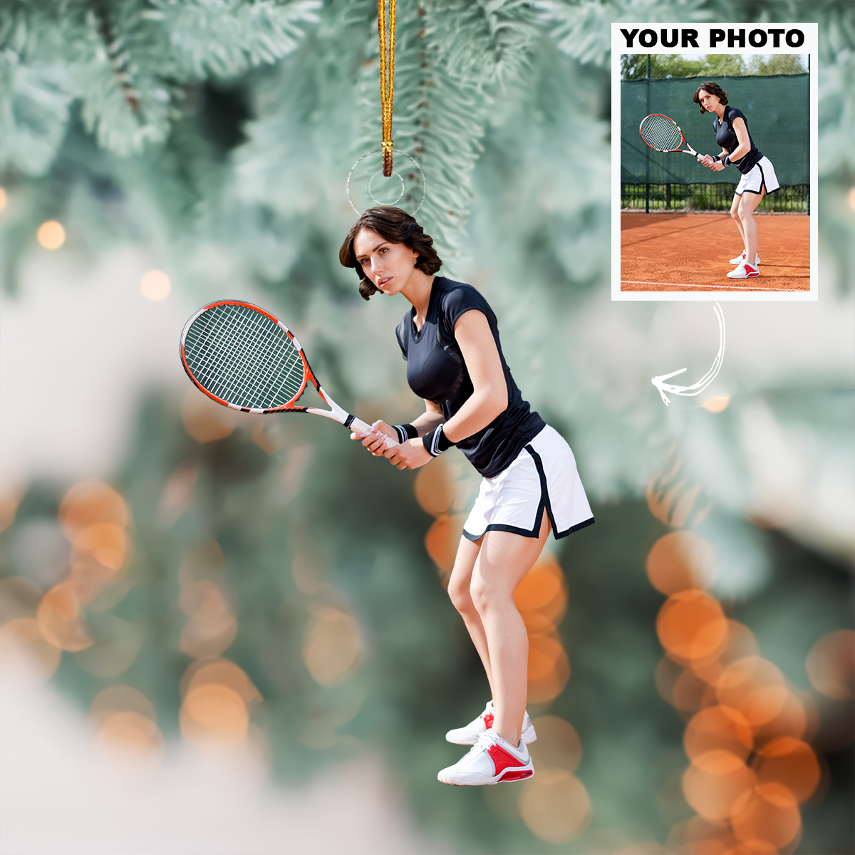 Personalized Photo Mica Ornament Christmas Birthday Gift For Family Member Tennis Lover