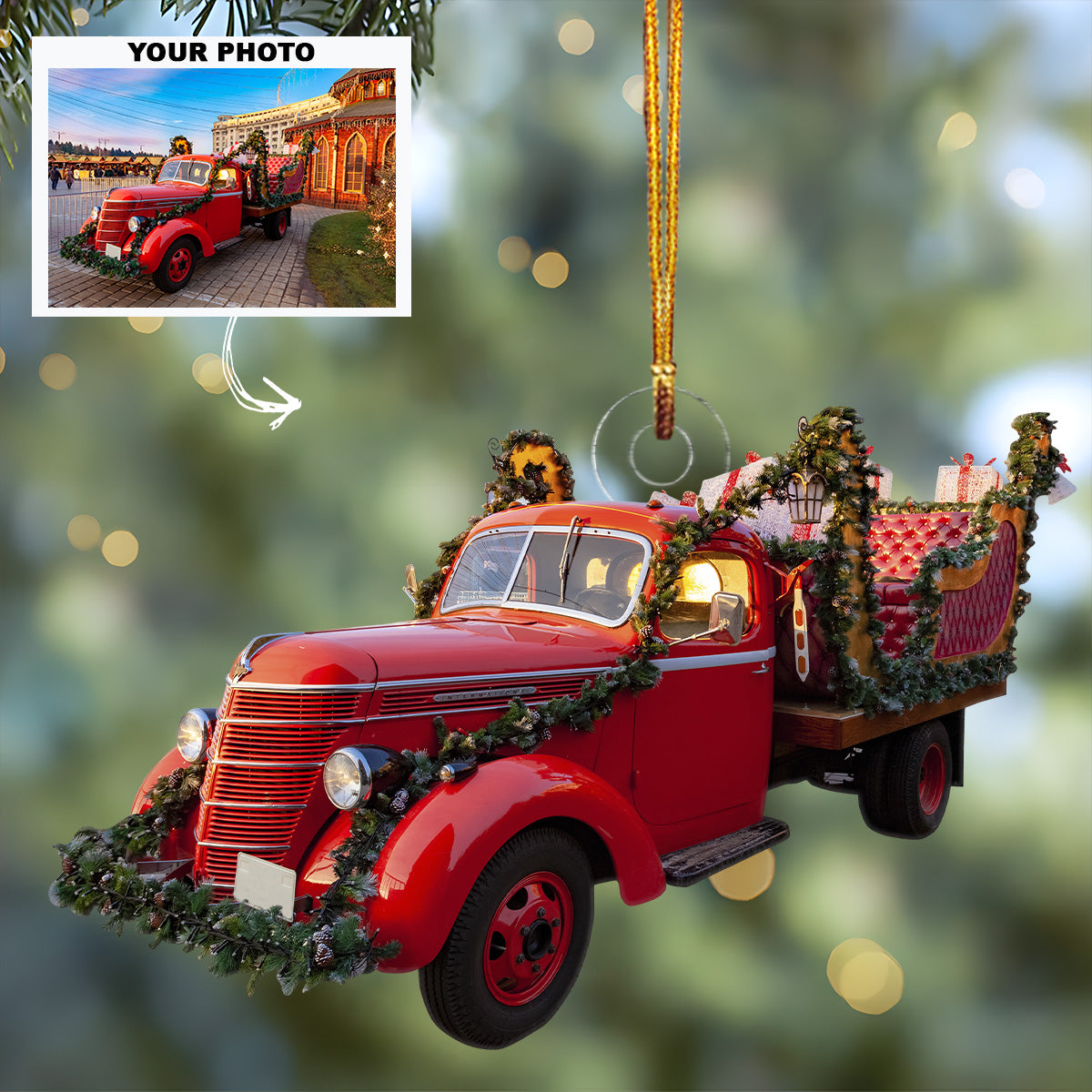 Personalized Photo Mica Ornament Christmas Birthday Gift For Family Member Truck Lover