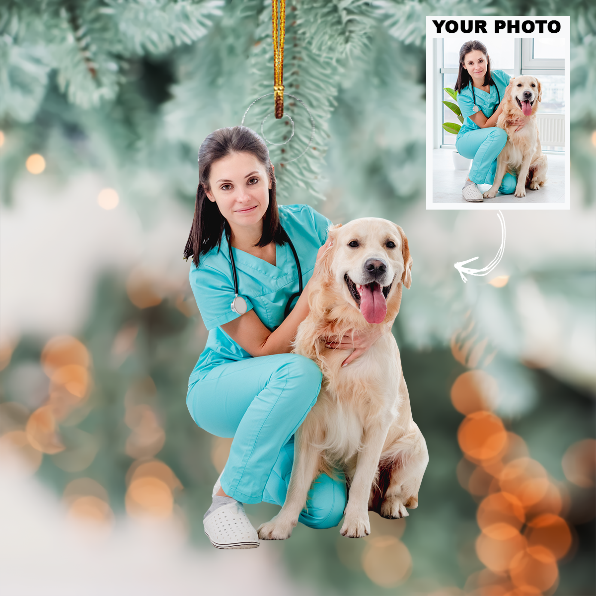 Personalized Photo Mica Ornament Christmas Birthday Gift For Family Member Veterinarians