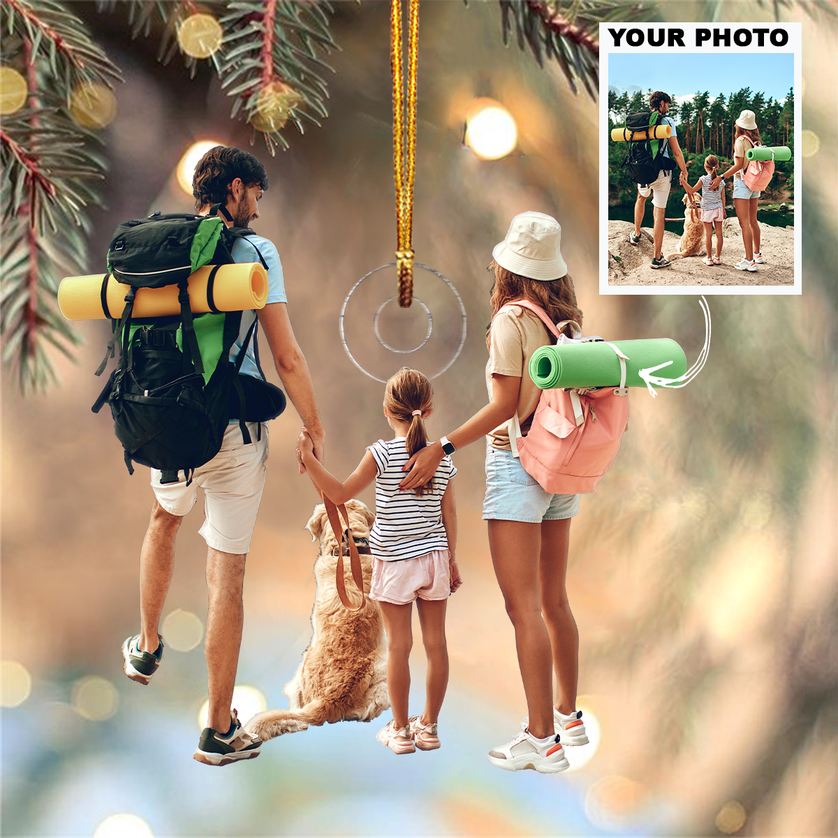 Personalized Photo Mica Ornament Christmas Birthday Gift For Family Members Camping Love