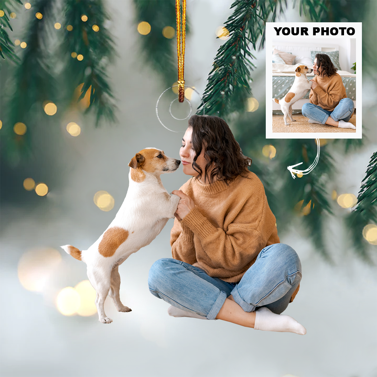 Personalized Photo Mica Ornament Christmas Birthday Gift For Family Members Dog Mom Dog
