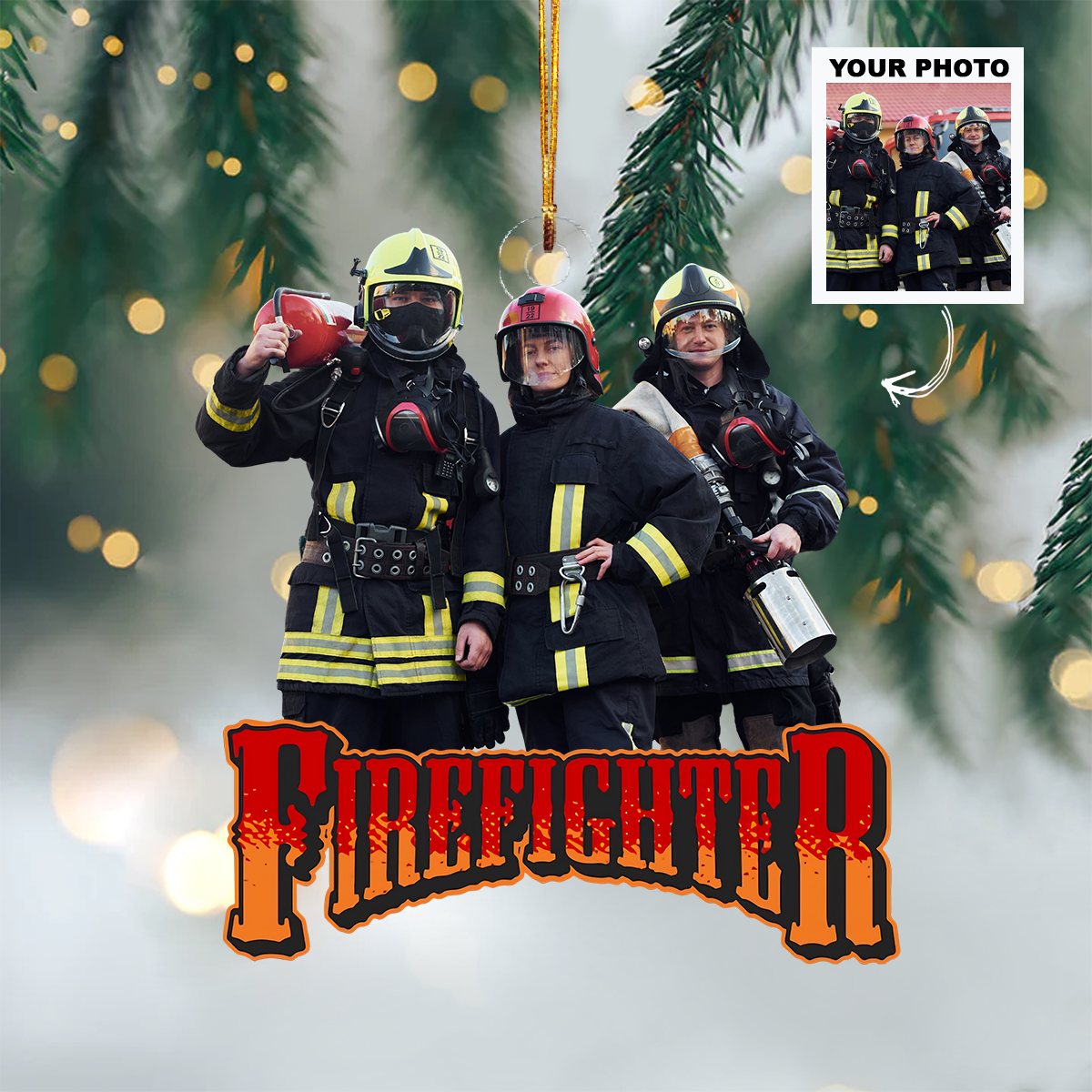 Personalized Photo Mica Ornament Christmas Birthday Gift For Family Members Firefighters