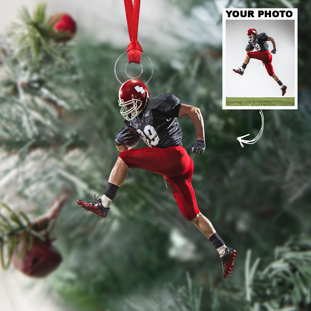 Personalized Photo Mica Ornament Christmas Birthday Gift For Family Members Football Lov